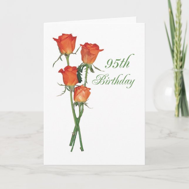 Tarjeta 2723 Feliz 95º cumpleaños Naranjas Rosas (Anverso)