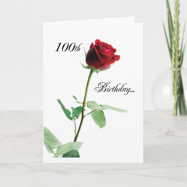 Tarjeta 2724 Feliz 100 cumpleaños Red Rose_O (Anverso)