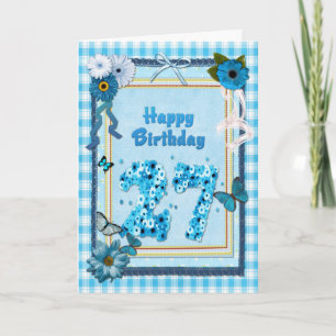 Tarjeta 27.º cumpleaños con un efecto scrapbook