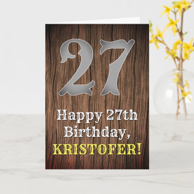 Tarjeta 27.º cumpleaños: Country Western Inspired Look, No (flor amarilla)