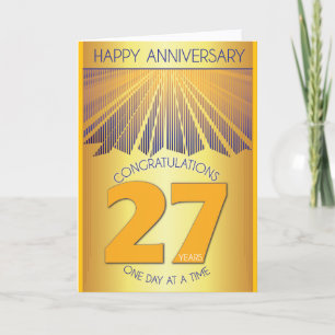 Tarjeta 27 Años de Aniversario Sobrio Paso 12 Rayo Dorad