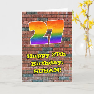 Tarjeta 27° cumpleaños: Arcoiris inspirado en graffiti div