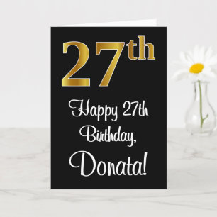 Tarjeta 27 cumpleaños ~ Elegante lujoso Faux Gold Look #