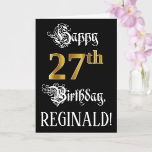 Tarjeta 27 cumpleaños — Guión de faltas; Mirada de oro fal
