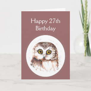 Tarjeta 27mo Cumpleaños que le ama, humor lindo del búho