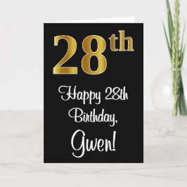 Tarjeta 28 Aniversario ~ Elegante Lujoso Faux Gold Look #