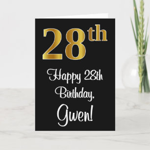 Tarjeta 28 Aniversario ~ Elegante Lujoso Faux Gold Look #
