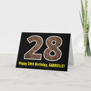Tarjeta 28 Aniversario: Nombre + Modelo de Grano de Madera