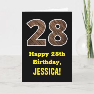 Tarjeta 28 Aniversario: Nombre, Patrón de grano de madera