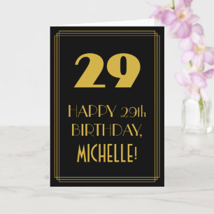 Tarjeta 29º cumpleaños ~ Art Deco Inspirado Aspecto "29" y