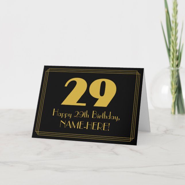 Tarjeta 29º cumpleaños: Aspecto inspirado en el Art Deco " (Anverso)