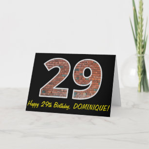 Tarjeta 29º cumpleaños - Patrón de pared de ladrillo "29"