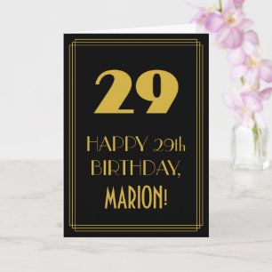 Tarjeta 29 Cumpleaños - Look inspirado en Art Deco "29" y