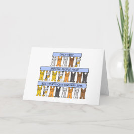 Tarjeta 29 de febrero Gatos de cumpleaños