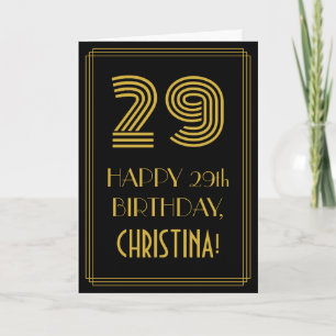 Tarjeta 29no Cumpleaños: Mirada inspirada art déco "29" y