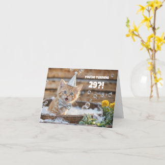 Tarjeta 29th Birthday Cute Funny Ginger Cat Bubble Bath