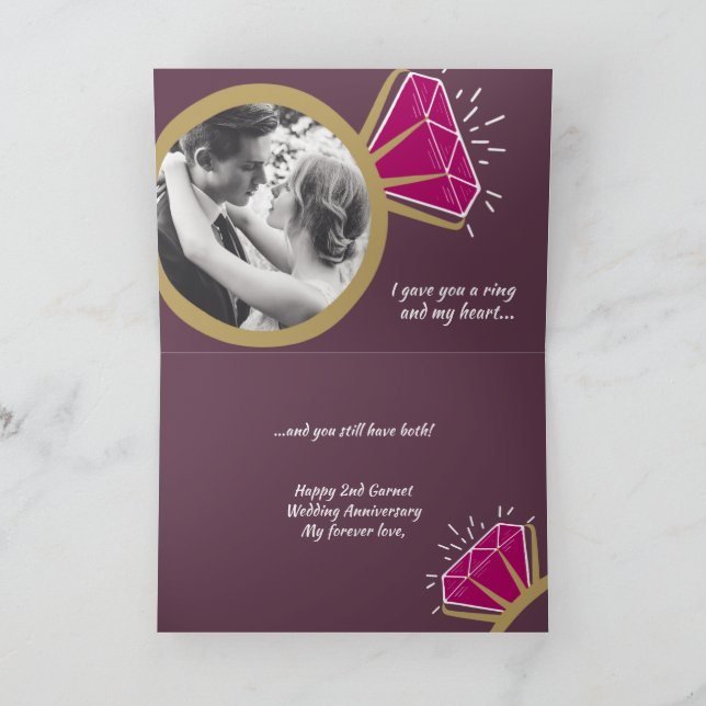 Tarjeta 2.ª avispa de aniversario de bodas ahora, entonces (Interior)