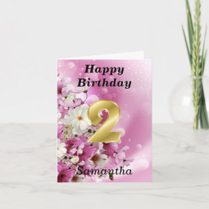 Tarjeta 2.ª Flower Pink Girly