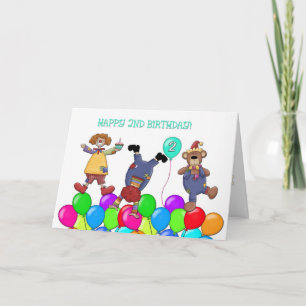 Tarjeta 2.ª payasa de cumpleaños Globos