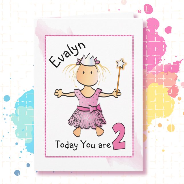 Tarjeta 2.ª Princesa de Oro Rosa de Cumpleaños para Chica (Subido por el creador)