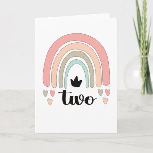 Tarjeta 2.º cumpleaños Boho Fiesta arcoiris niños de 2 año