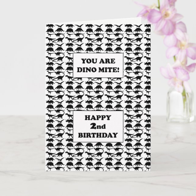 Tarjeta 2.º cumpleaños Dino Mite (Orquídea)