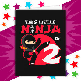 Tarjeta 2.º cumpleaños Fiesta de niños de 2 años, Ninja 2