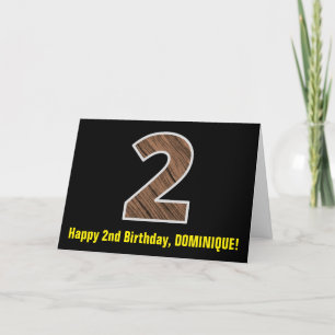 Tarjeta 2.º cumpleaños: Nombre + Patrón de grano de madera