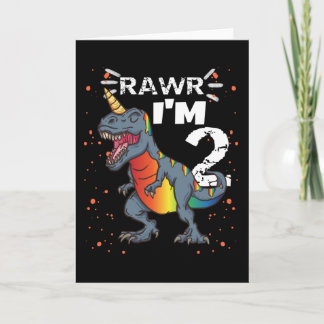 Tarjeta 2.º cumpleaños T Rex Dinosaur