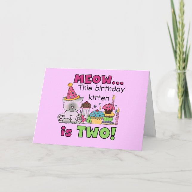 Tarjeta 2.º gatito de cumpleaños camisetas y regalos (Anverso)