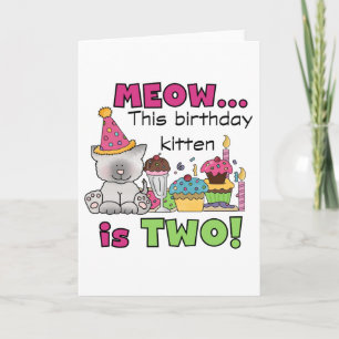 Tarjeta 2.º gatito de cumpleaños camisetas y regalos