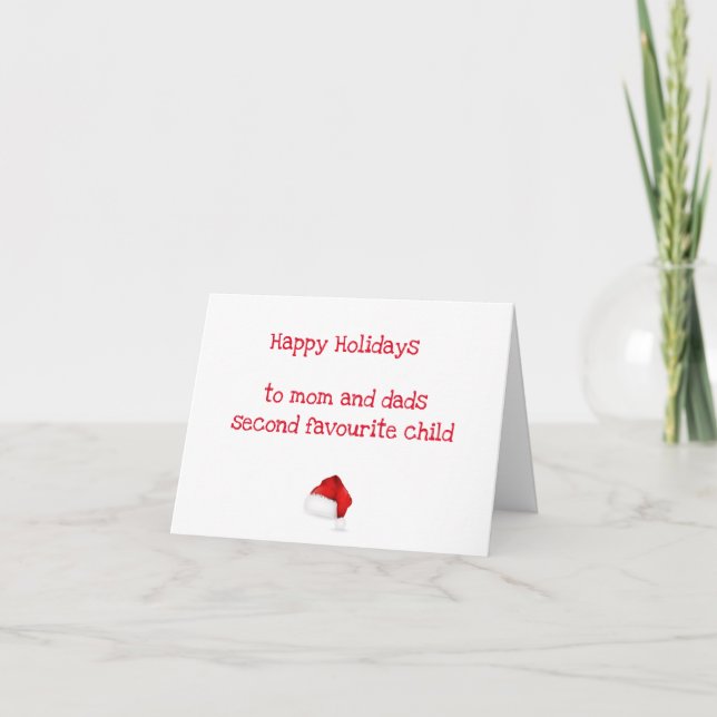 Tarjeta 2.º niño favorito - Navidades hermanos divertidos (Anverso)