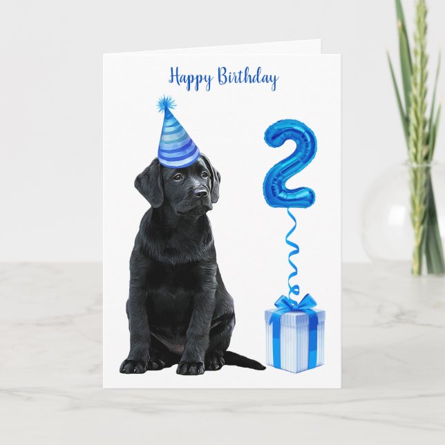 Tarjeta 2.º tema de la cachorro de cumpleaños - Cute Perro (Anverso)