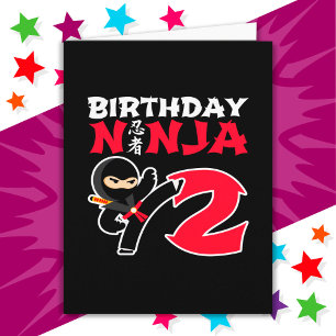 Tarjeta 2 años Karate Ninja Fiesta Niños 2 cumpleaños