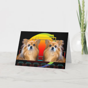 Tarjeta 2 Arte solar abstracto de Chihuahuas