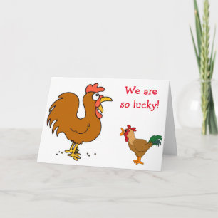 TARJETA 2 CHICKENS QUE CIERRAN SUS DESEOS=CUMPLEAÑOS MUTUO
