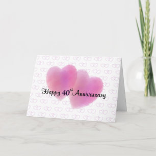 Tarjeta 2 corazones felices 40 años