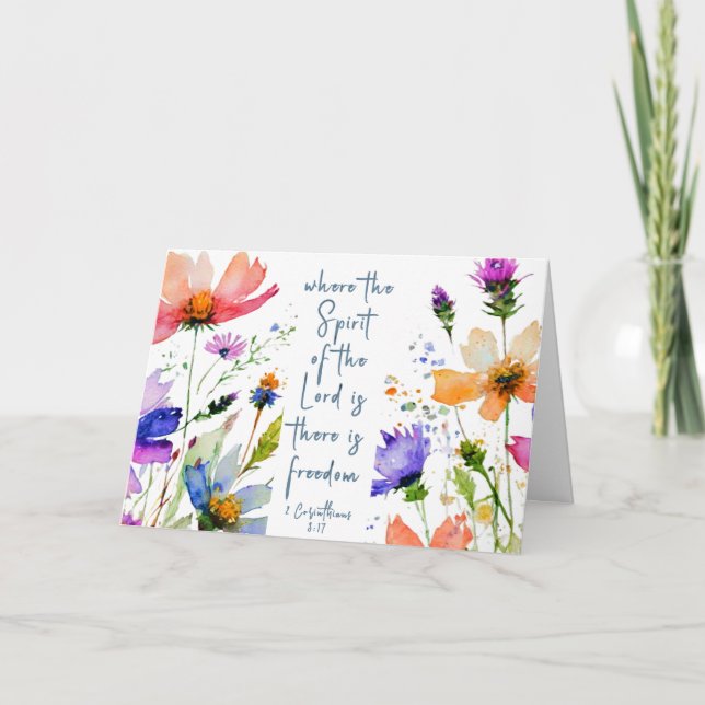 Tarjeta 2 Corinthians 3:17 La Biblia Libertad Verse (Anverso)