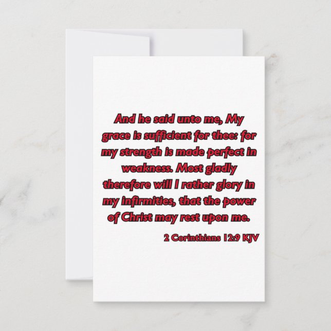 Tarjeta 2 Corintios 12:9 Biblia Scripture KJV Saludo (Anverso)