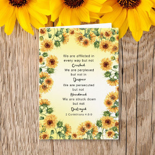 Tarjeta 2 Corintios 4:8-9 Biblia Verse Sunflower