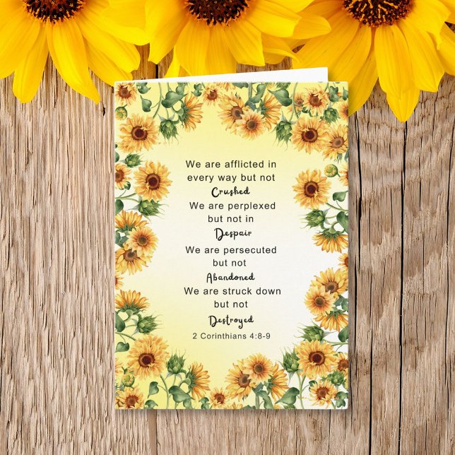 Tarjeta 2 Corintios 4:8-9 Biblia Verse Sunflower (Subido por el creador)