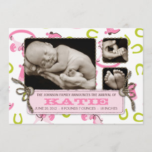 Tarjeta 2 de la invitación del chica del caballo