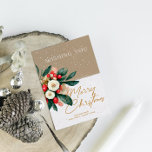 Tarjeta 2 de Navidades Vibe Vibe Vintage Winter Wo<br><div class="desc">El diseño de esta tarjeta está lleno de color y el alegría de una maravillosa vitalidad vintage invernal: Navidades blancos flores con ramos de bayas rojas de vacaciones. Guión elegante y tipografía serif.</div>