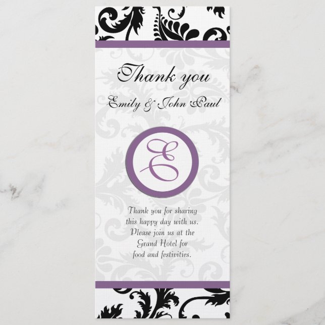 Tarjeta #2 del programa de bodas (Anverso)