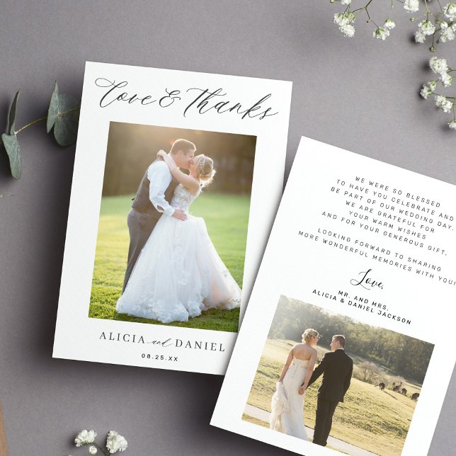 Tarjeta 2 foto amor y gracias boda de guiones gracias (Subido por el creador)