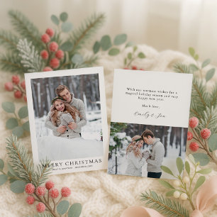 Tarjeta 2 fotos de recién casados primeros Navidades casad