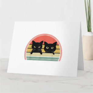 Tarjeta 2 gatos negros buscando amor animal vintage