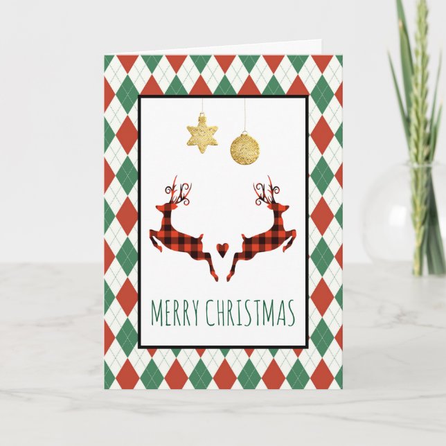 Tarjeta 2 Navidades de ciervos saltando vacaciones de esti (Anverso)