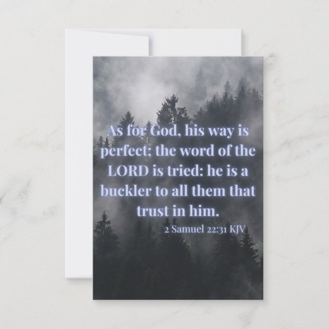 Tarjeta 2 Samuel 22:31 KJV Biblia Verse Pic Flat Greeting (Anverso)