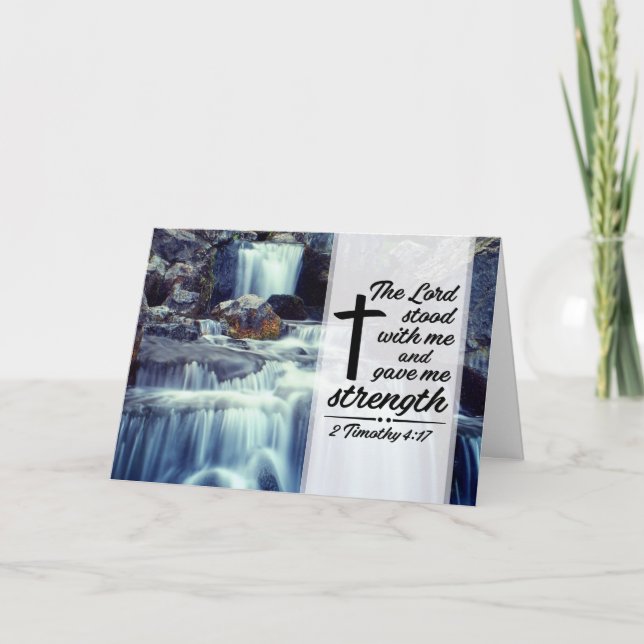 Tarjeta 2 Timoteo 4:17 El Señor Me Dio Fuerza Biblia (Anverso)